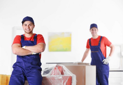 Movers team preparing items for a relocation service