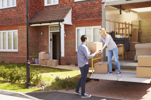 Office relocation planning in Waterloo with moving boxes and desks