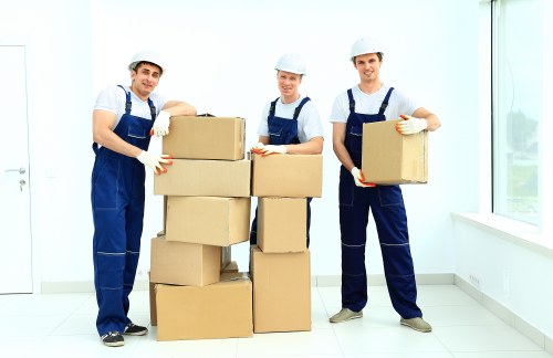 Preparing boxes and furniture for a moving truck in Waterloo