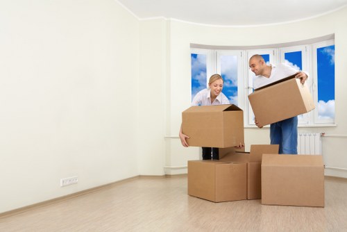 Organized Waterloo storage space with packed boxes and shelving