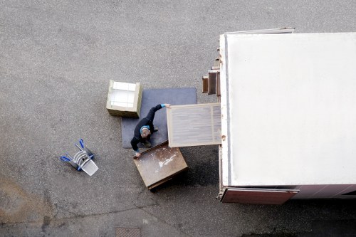 Busy moving day in Waterloo with organized loading and unloading